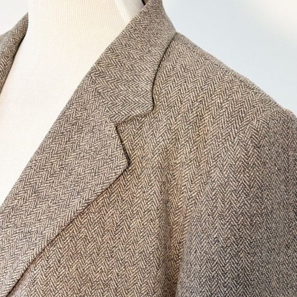 PENDLETON Women’s 16P Taupe Blazer Herringbone Lambswool Equestrian Academia - Picture 2 of 12